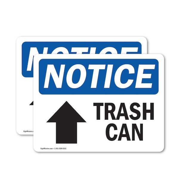 Signmission Trash Can (Up Arrow) Sign With Symbol, 10 in W x Rectangle, Vinyl Decal OS-2PACK-NS-D-710-L-18725 - main